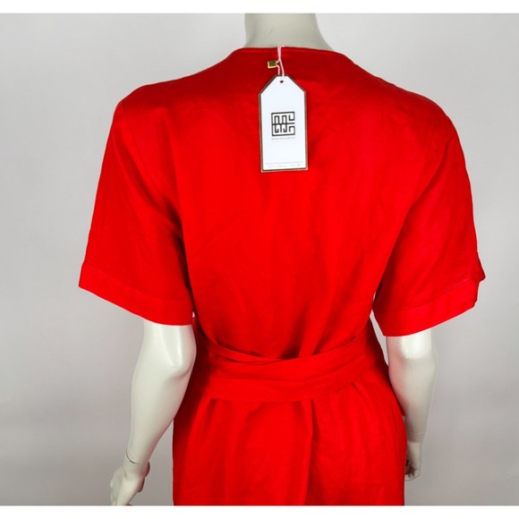 Emily McCarthy Day Rob Linen Wrap‎ Dress Women M NWT Short Sleeve Pockets Tie - Picture 13 of 13